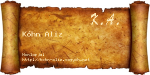 Kóhn Aliz névjegykártya