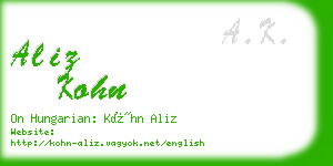 aliz kohn business card